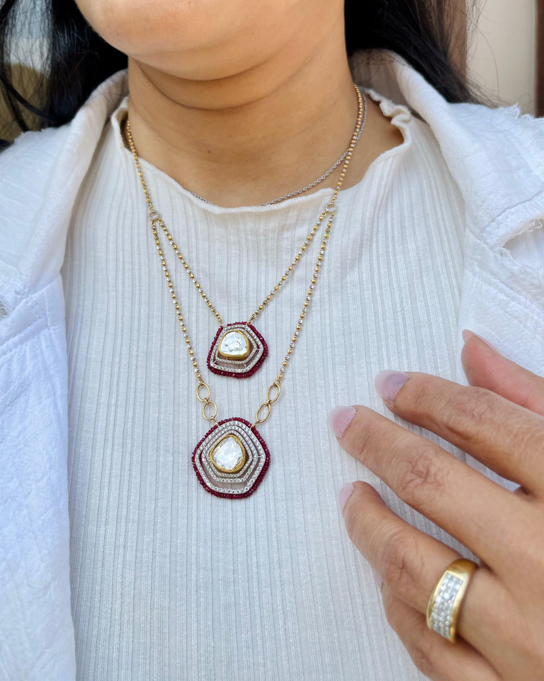 Ruby Polki Neckchain