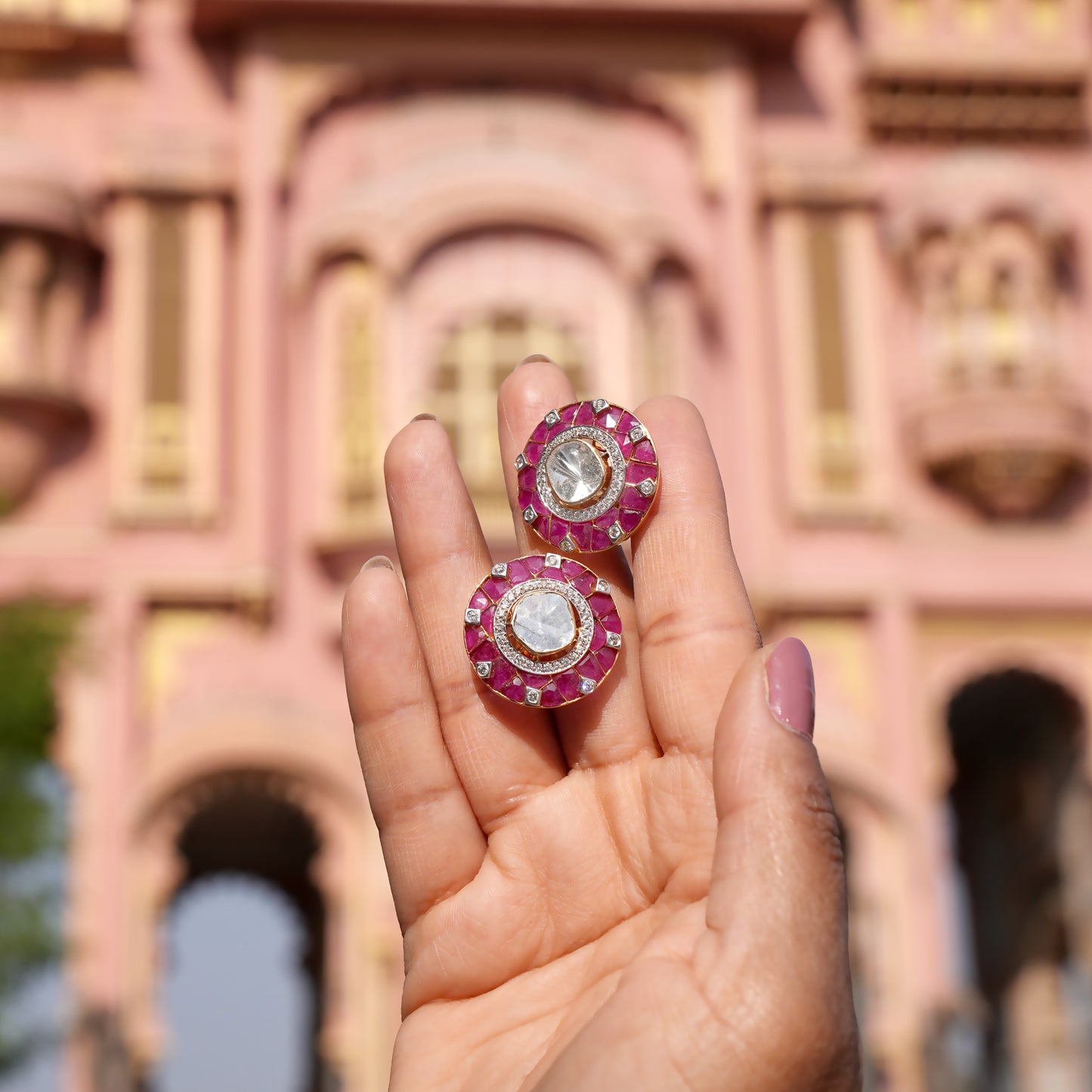 RED POLKI STUDS