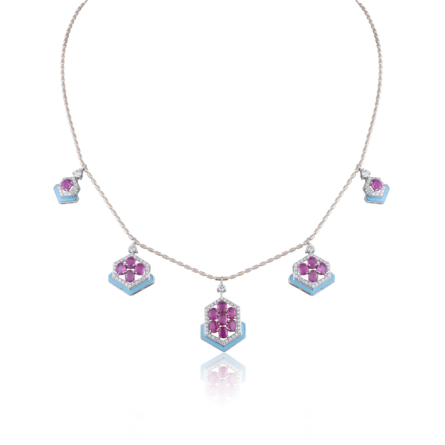 TURQUOISE ENAMEL & RUBY CHAIN